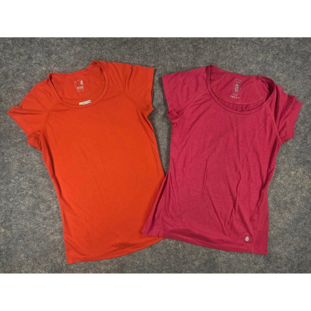 Stio Womens XS & S Short Sleeve Active Shirt Lot of 2 Orange Pink Performance
